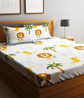Home Sizzler 144Tc KidS LionS Haven Double Bedsheet With 2 King Size Pillow Covers