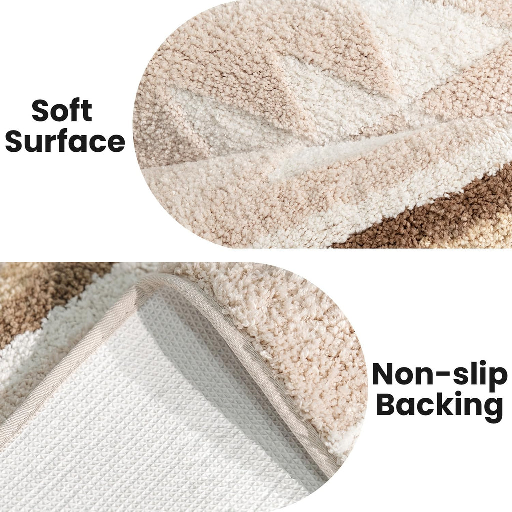 Tanvill Bathroom Rugs Beige Boho Bath Mat Non Slip, Soft Absorbent Microfiber Washable Bath Rug Floor Mat For Bathroom Shower Tu