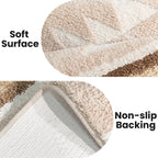 Tanvill Bathroom Rugs Beige Boho Bath Mat Non Slip, Soft Absorbent Microfiber Washable Bath Rug Floor Mat For Bathroom Shower Tu