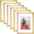 AUEAR 9x12 Picture Frames Set of 6, with Mat for 6x8 or 9x12 Without Mat, Composite Wood Gallery Photo Frames with Plexiglass, W