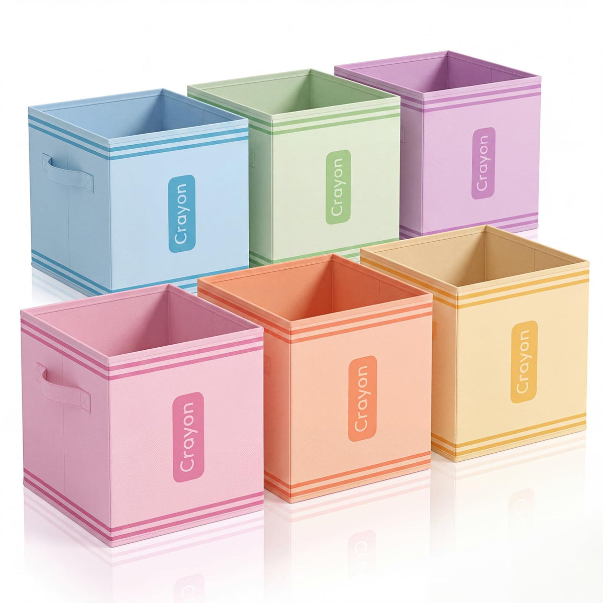 Thenshop 6 Pcs Pastel Crayon Fabric Storage Bins 11 Inch