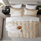 Nestl Beige Cream Duvet Cover Queen Size - Soft Prewashed Queen Duvet Cover Set, 3 Piece, With Zipper Closure, 1 Duvet Cover 90X90 Inches And 2 Pillow Shams - No Comforter