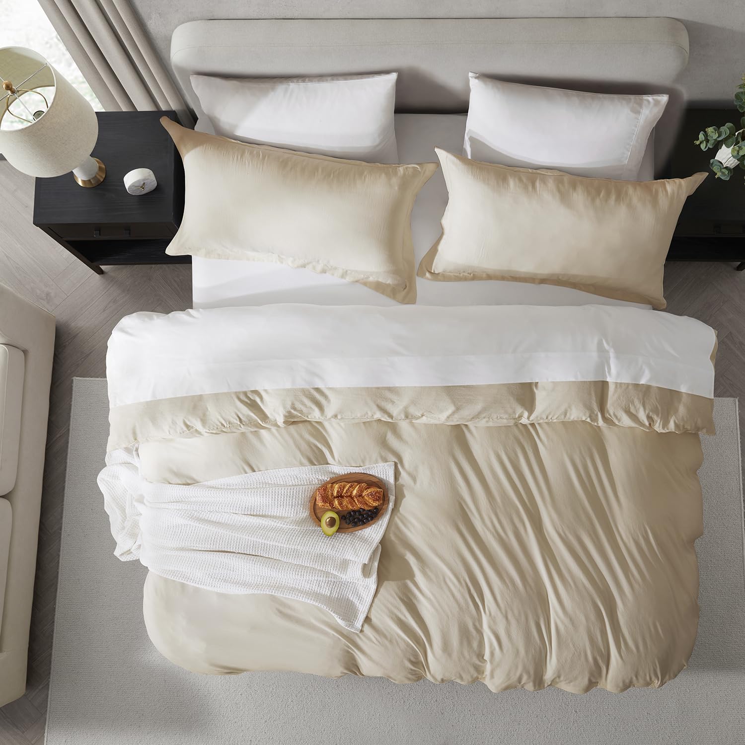 Nestl Twin Duvet Cover Set - Soft Prewashed Beige Cream Duvet Cover Twin/Twin Xl, 2 Piece, With Zipper Closure, 1 Duvet Cover 68X90 Inches And 1 Pillow Sham - No Comforter