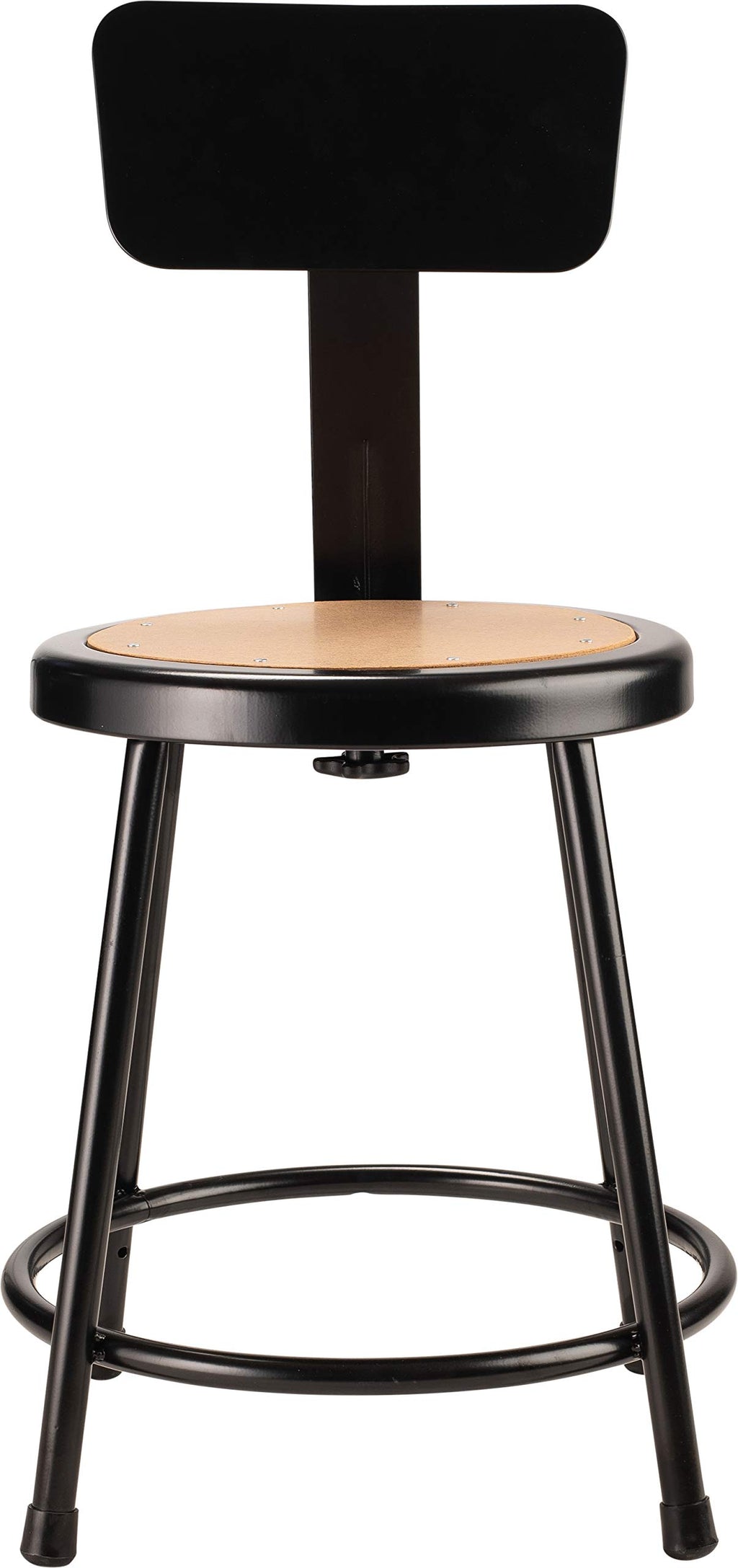 National Public Seating 6218B-10-CN 18" Heavy Duty Steel Stool with Backrest (5 Pack), Black