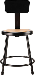 National Public Seating 6218B-10-CN 18" Heavy Duty Steel Stool with Backrest (5 Pack), Black
