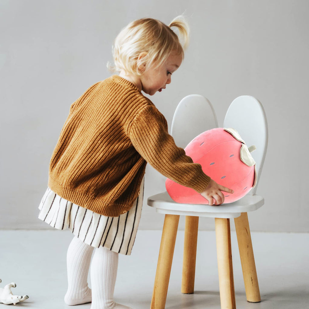 Cute Fruit Kids Pillow Stuffed Strawberry Plush Pillows Super Soft Girls Pillows Cushion Seat For Kids Toys (Pink,13.7'/35Cm)1