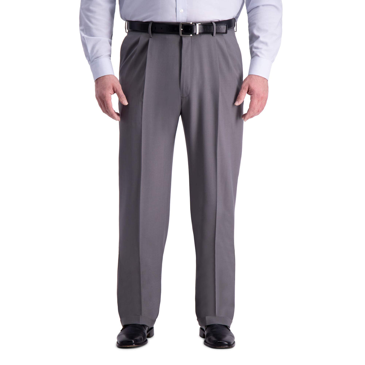 Haggar Mens Big  Tall Premium Comfort Classic Fit Pleat Front Dress Pants, Medium Gray, 44W X 29L Us