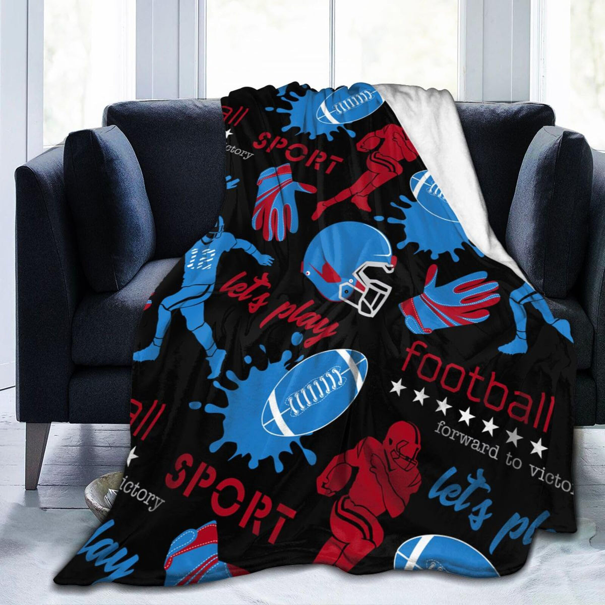 American Football Cool Sports Ball Throw Blanket Soft Bed Bedding Warm Cozy Plush Flannel Fleece Blankets Gifts For Kids Boys Te