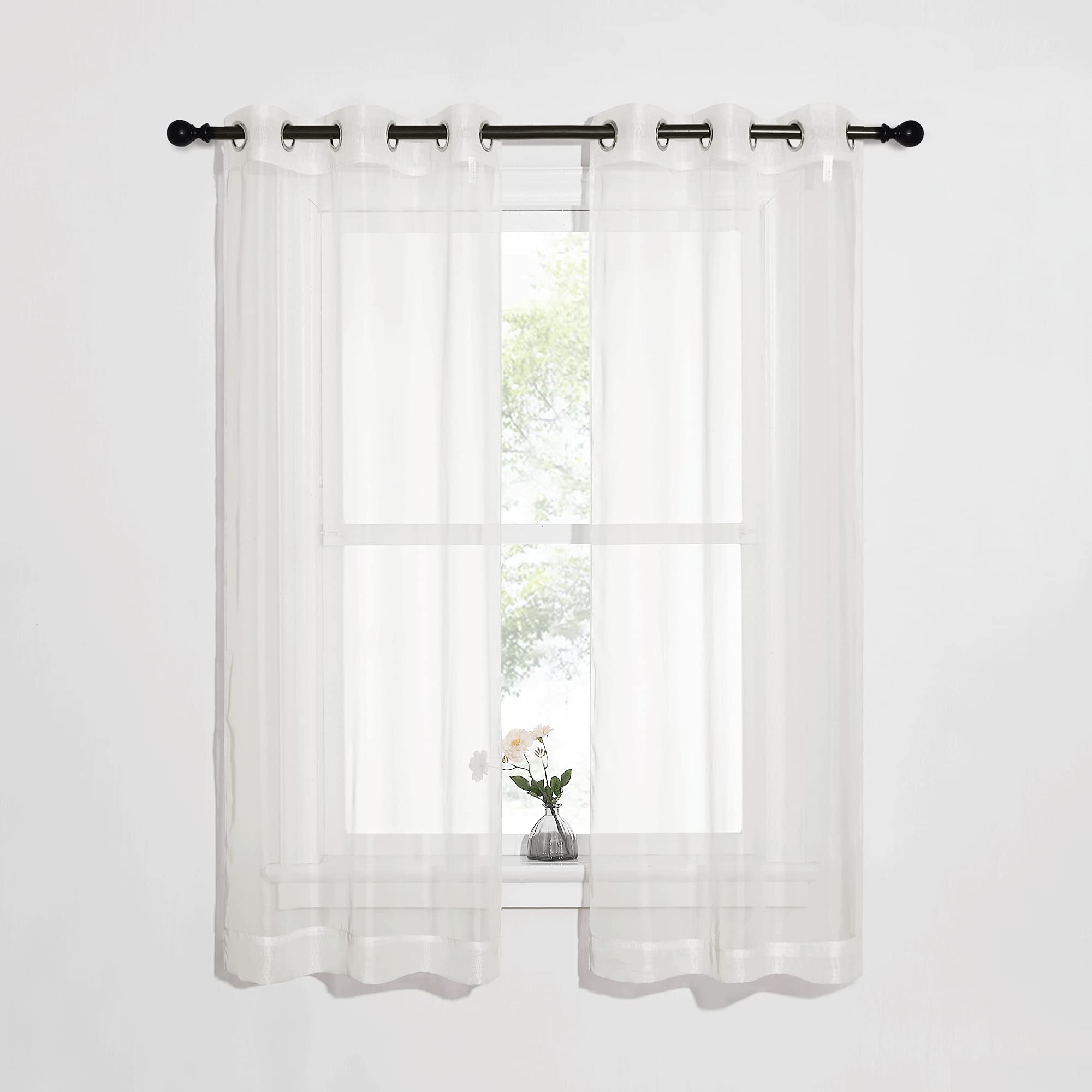 Nicetown Sheer Curtains For Bedroom Windows, Grommet Casual Soft Voile Sheer Panels With Light Filter Window Treatments For Nurs