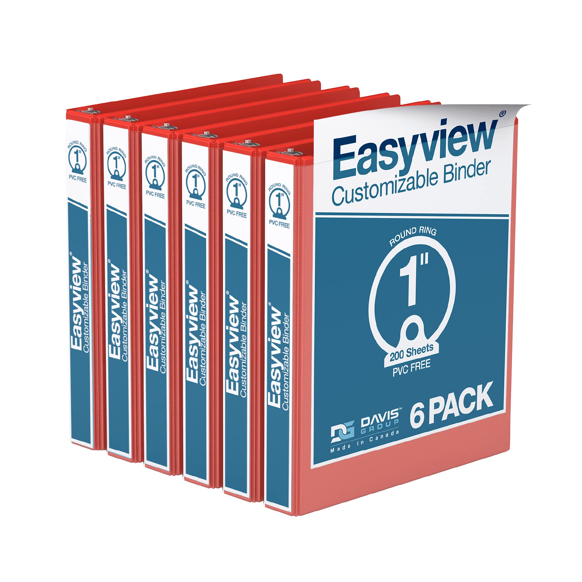 Easyview Premium 1-Inch Binders With Clear-View Covers, 3-Ring Binders For School, Office, Or Home, Colored Binder Notebooks, Pa