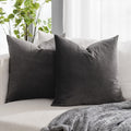Quafoo Ash Decorative Lumbar Velvet Throw Pillow Covers 24X24 Inch Set Of 2 With Zipper Luxury Soft Solid Square Cushion Covers