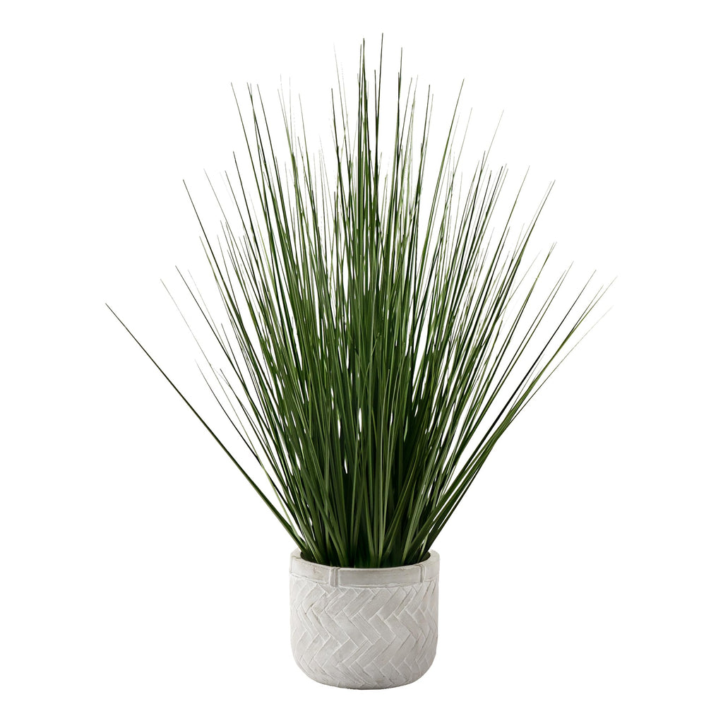 Monarch Specialties I 9574 Artificial Plant, 21' Tall, Grass, Indoor, Faux, Fake, Table, Greenery, Potted, Real Touch, Decorative, Green Grass, White Pot