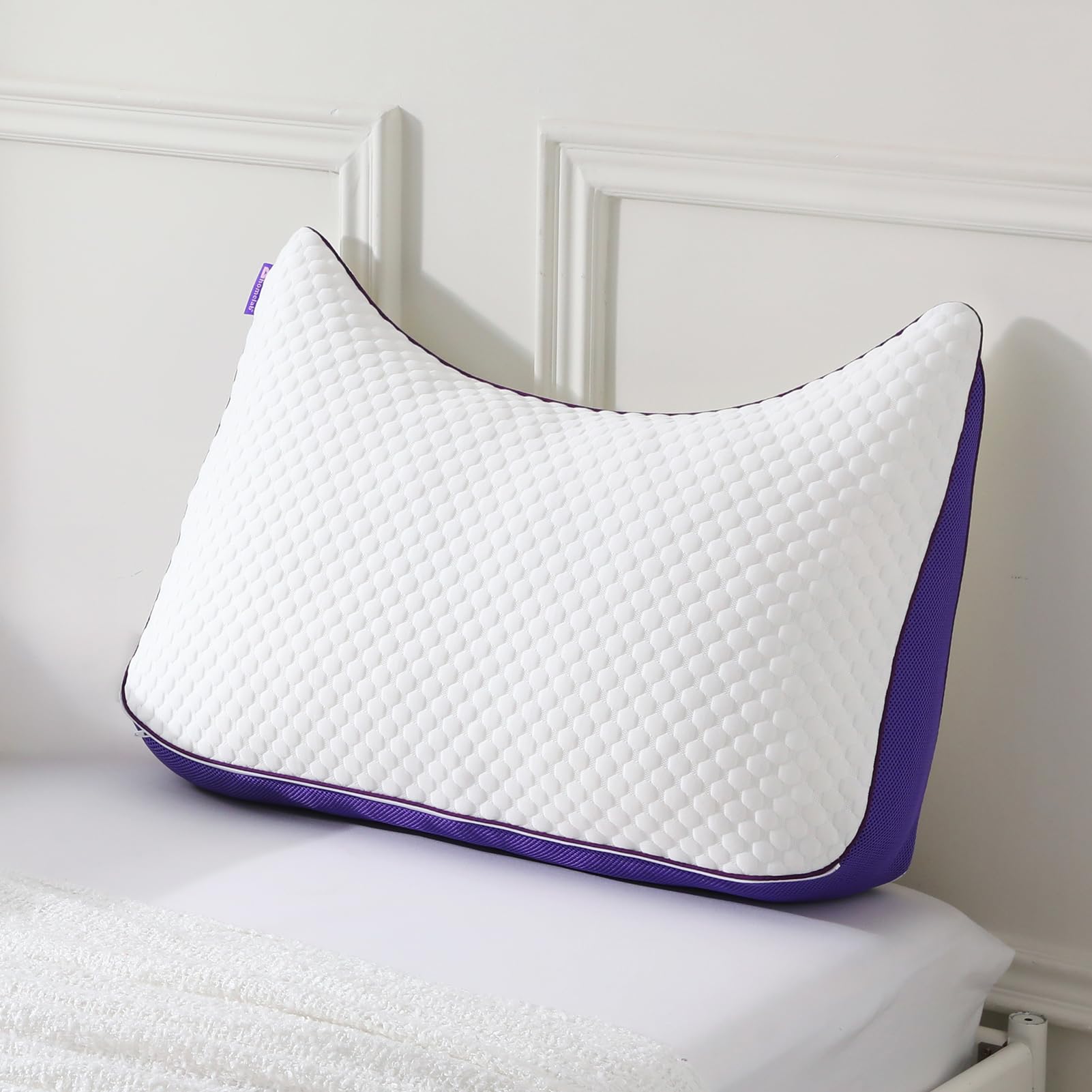 HOMELAB Adjustable Shredded Memory Foam Curve Pillow Queen Size 29x19, Oversized Crescent Design for Side & Back Sleepers, Doubl