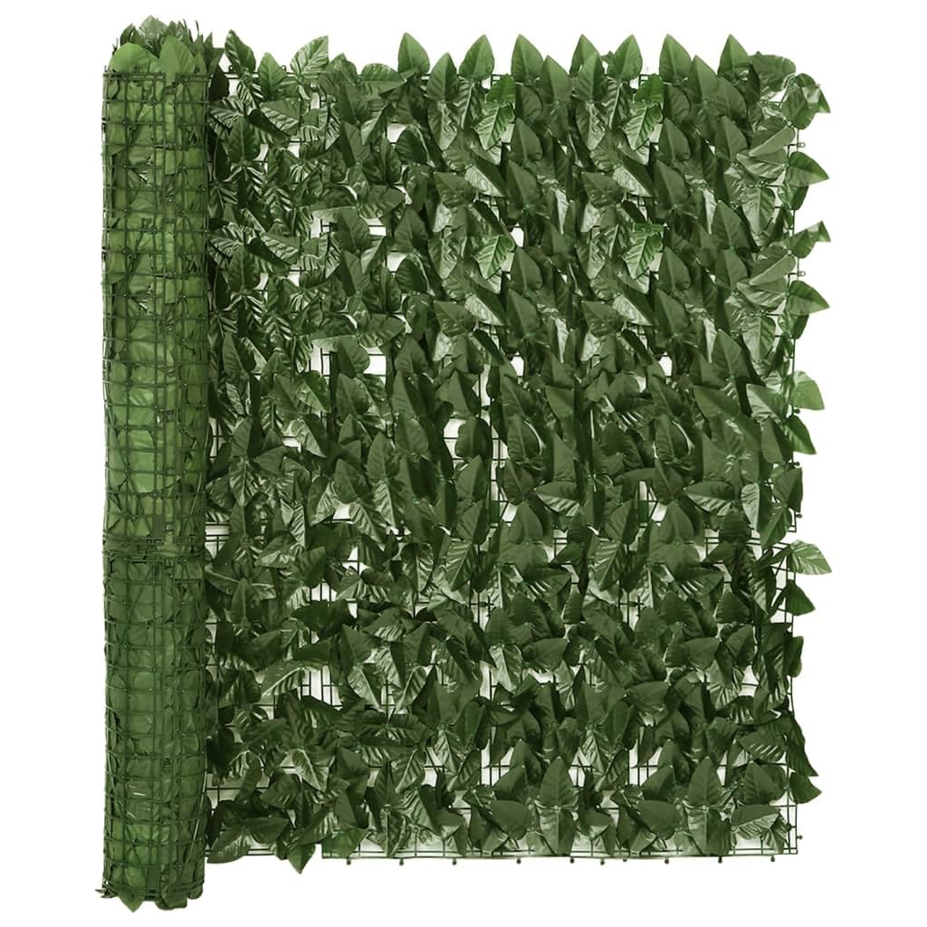 Balcony Screen with Dark Green Leaves 196.9&quot;x39.4&quot;
