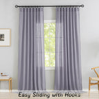 Lavender Light Purple Linen Back Tab Sheer Curtains 84 Inches Long 2 Panels Set For Bedroom - Modern Farmhouse Hooks Belt Pleated Semi Privacy Drapes Rod Pocket Light Filtering Window Curtains