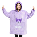 Hello Kitty Sanrio Kuromi Blanket Hoodie Girls, Teens, Kawaii Fleece Wearable Blanket with Plush, Loungewear Gifts for Girls (Pu