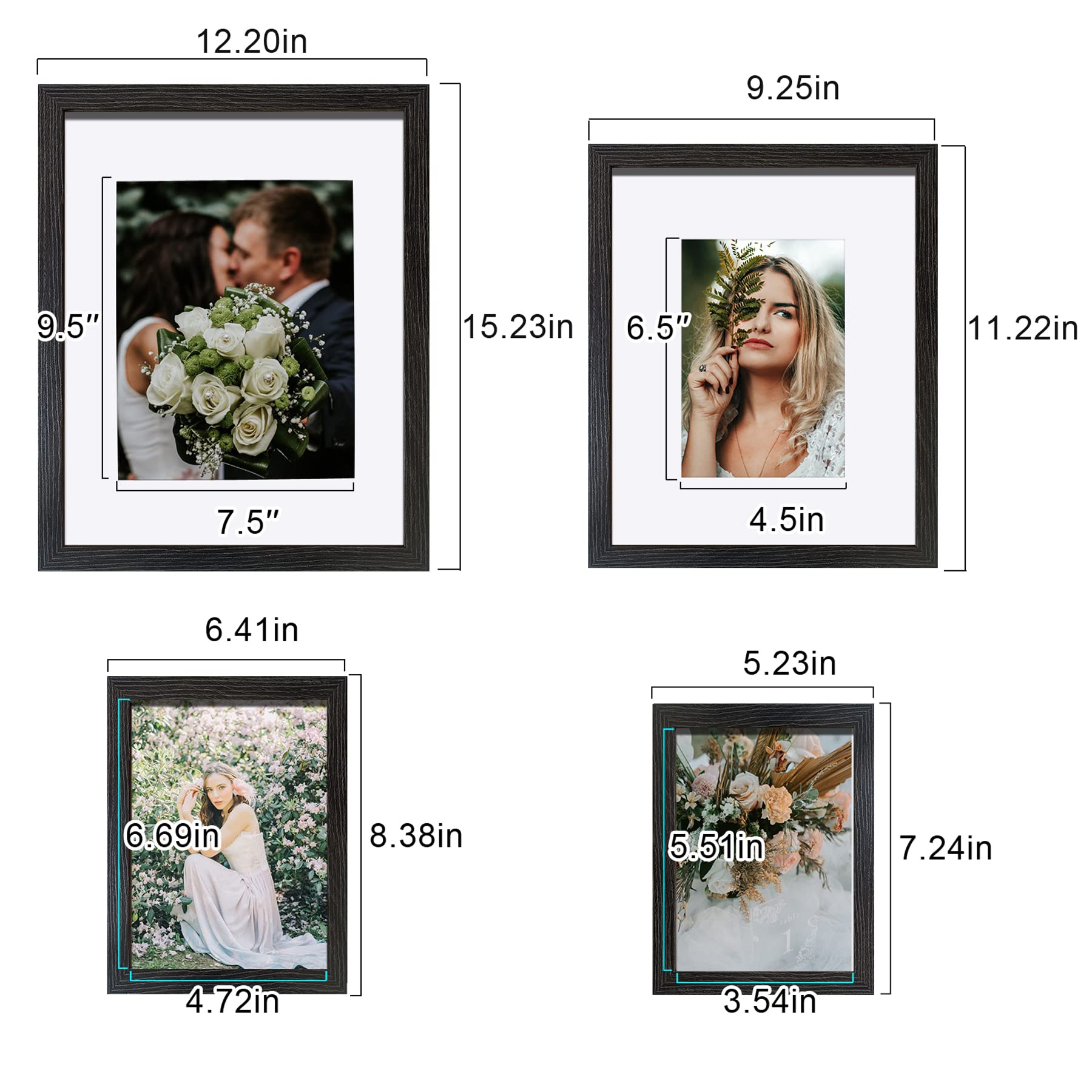 Seseat Picture Frames Collage, Gallery Wall Frame Set With 11X14 8X10 5X7 4X6 Frames In Black Woodgrain Finishes, Set Of 10