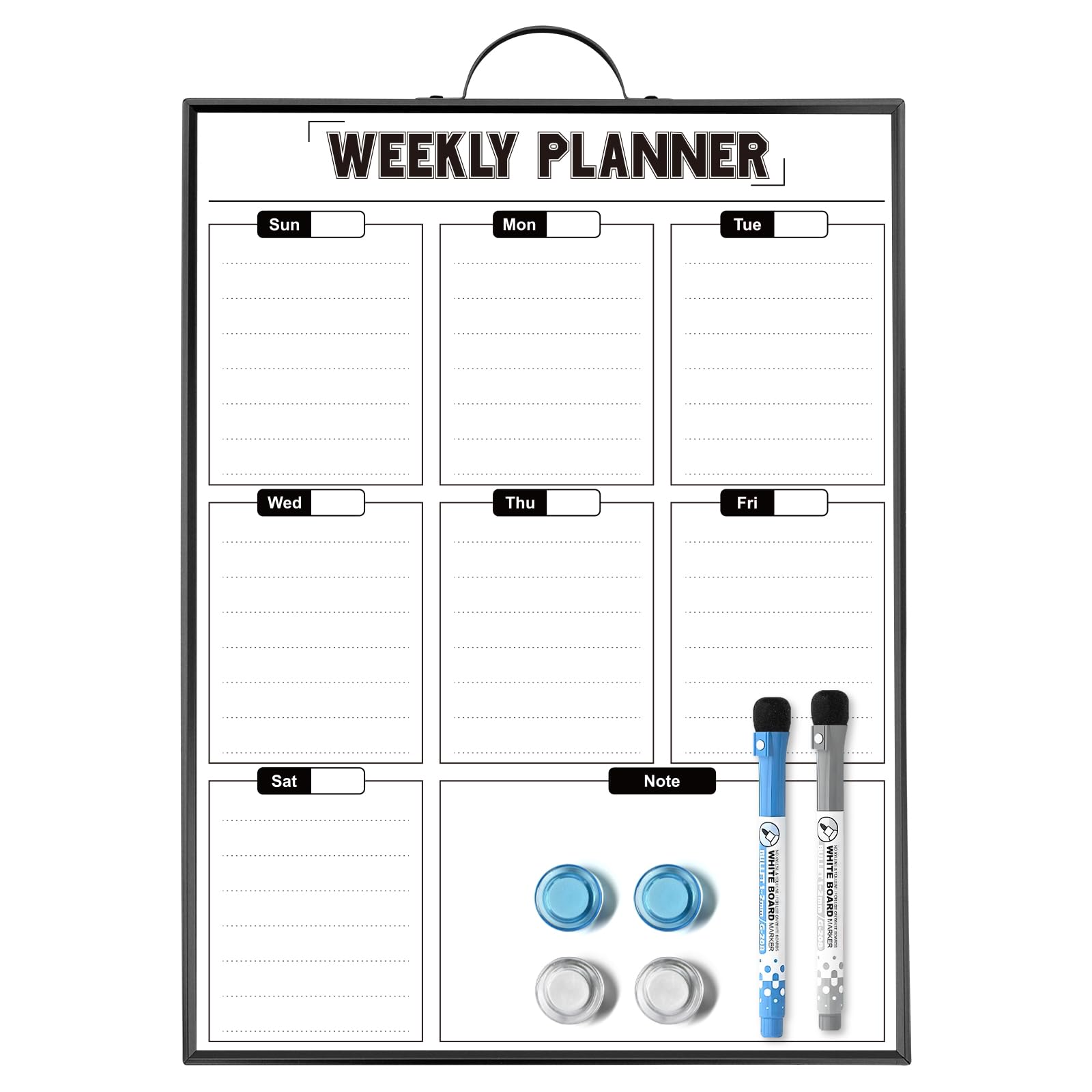Sliandtelly Weekly Planner Dry Erase Calendar For Wall Hanging, 16'X12' Aluminum Frame Whiteboard Calendar With Handle, Portab