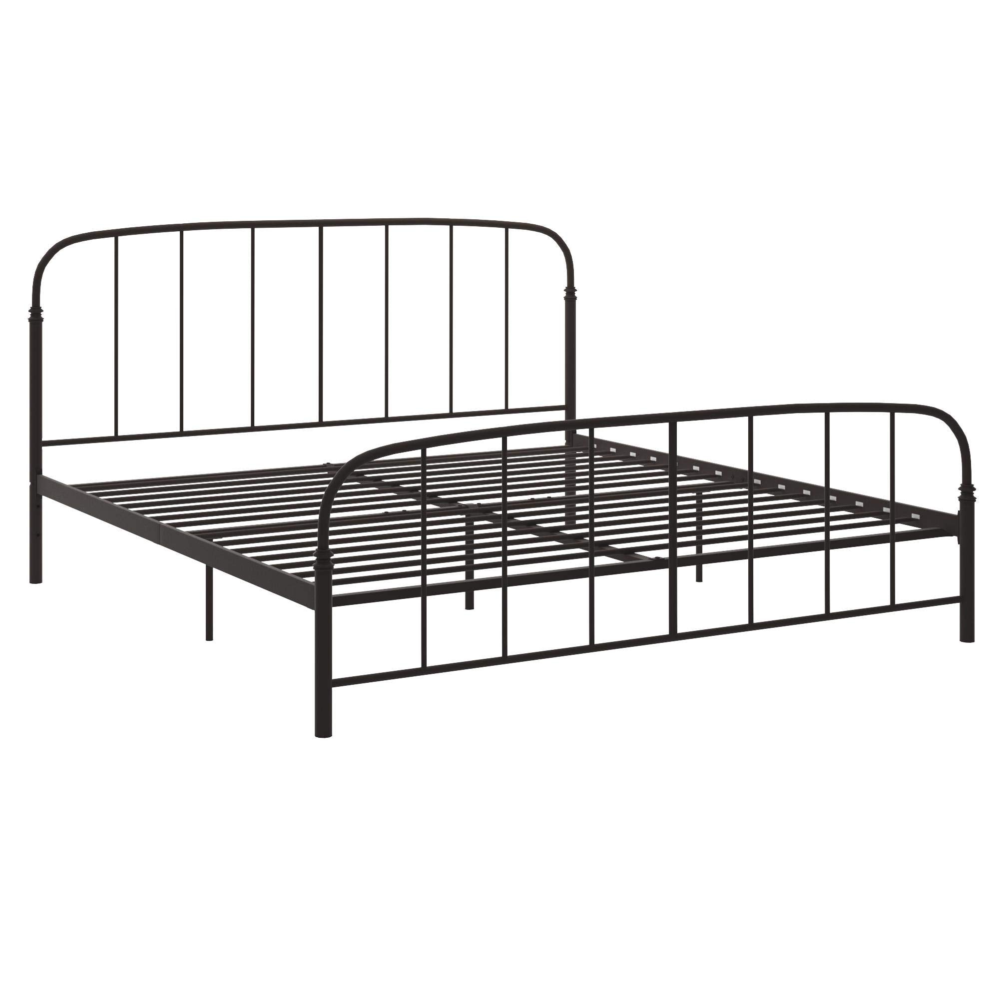 DHP Lafayette Metal Platform Bed with Rustic Style Curved Headboard and Footboard, Adustable Base Height for Underbed Storage, N