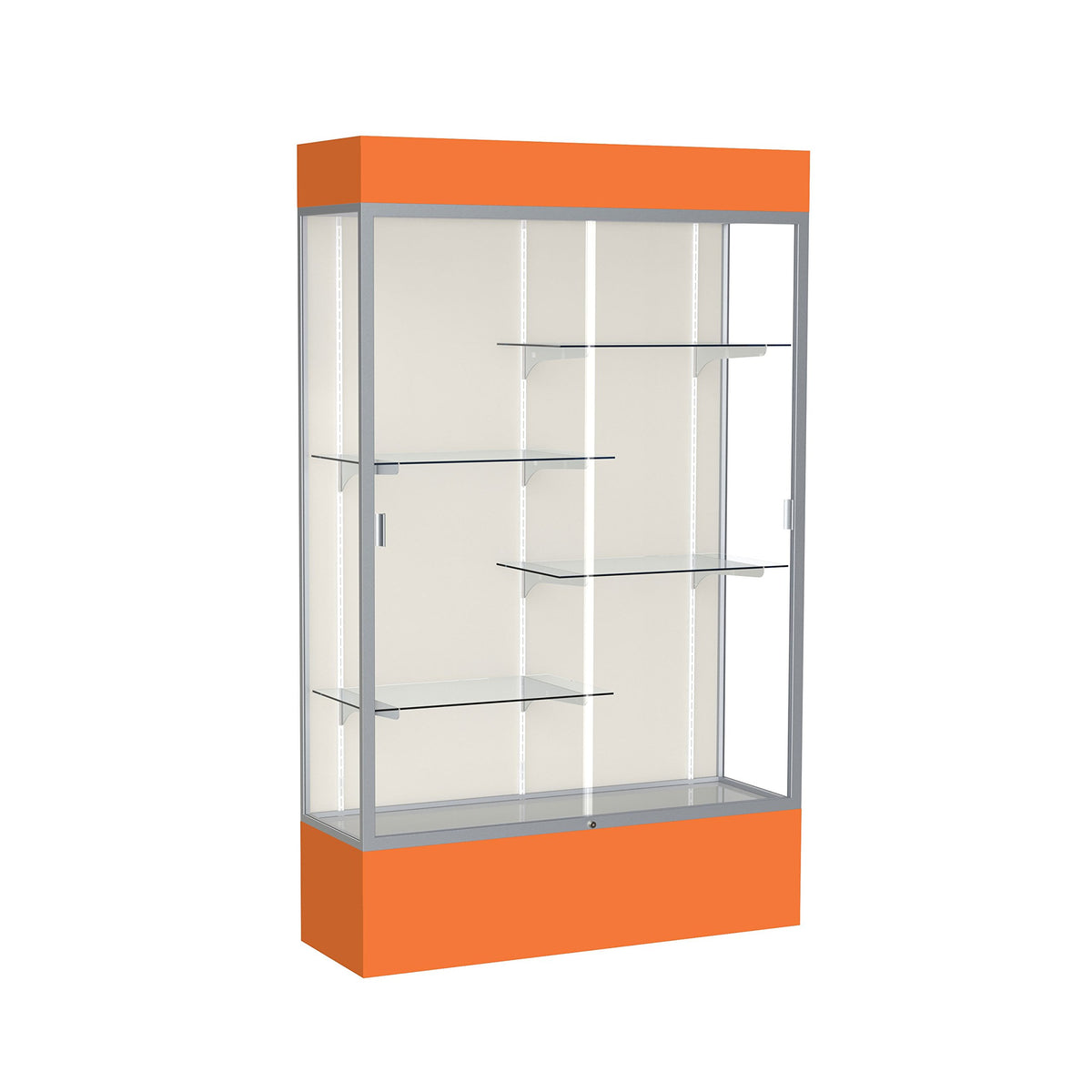 Waddell Spirit Lighted Floor Display case, 48 inches Wide, Orange