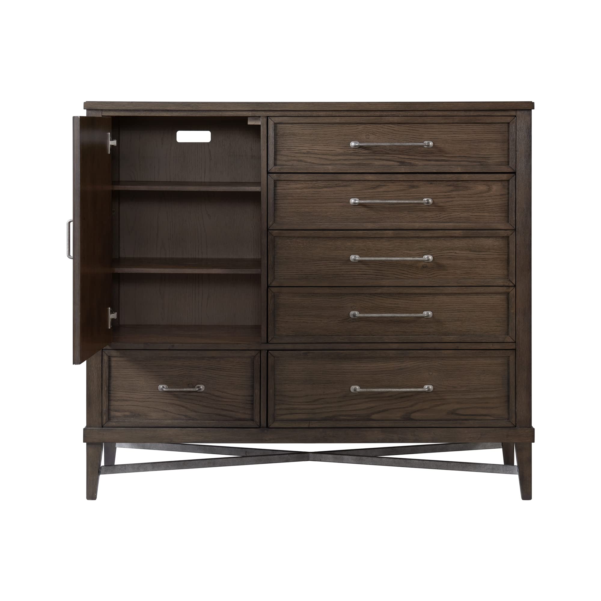 Intercon Preston 54&quot; Wide Bedroom Gentleman's Chest with 6 Drawers, Weathered Vintage Oak Furniture