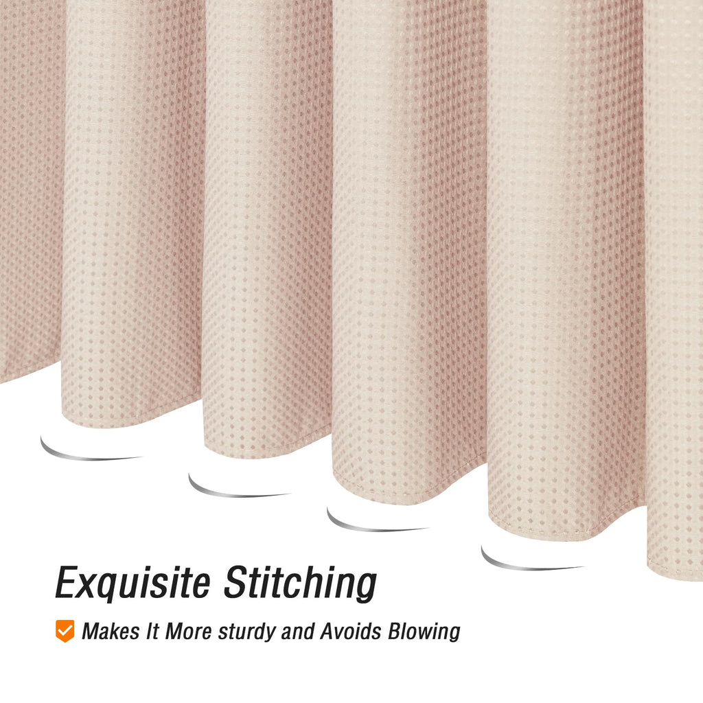 Gibelle Blush Pink Shower Curtain, Waffle Weave Textured Fabric Shower Curtain For Bathroom - Soft Cloth & Hotel Spa Luxury, Wat