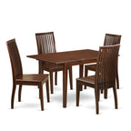 East West Furniture NOIP5-MAH-W 5 Piece Kitchen Table & Chairs Set Includes a Rectangle Dining Room Table with Butterfly Leaf and 4 Dining Chairs, 32x54 Inch, Mahogany