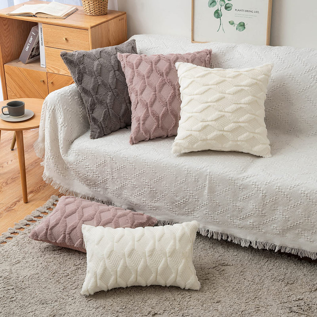 Miulee Cream White Christmas Throw Pillow Covers 18X18 Set Of 2 Decorative Farmhouse Couch Throw Pillows Boho Shells Soft Plush