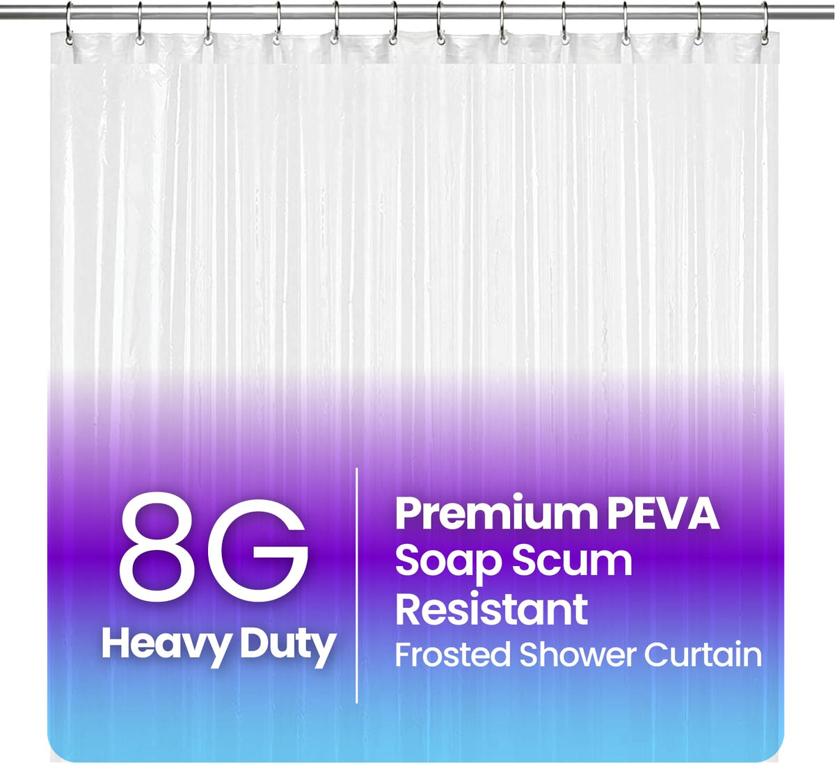 Liba Bathroom Shower Curtain - Waterproof Plastic Shower Curtain Premium Peva Non-Toxic With Rust Proof Grommets Frosted 8G Heav