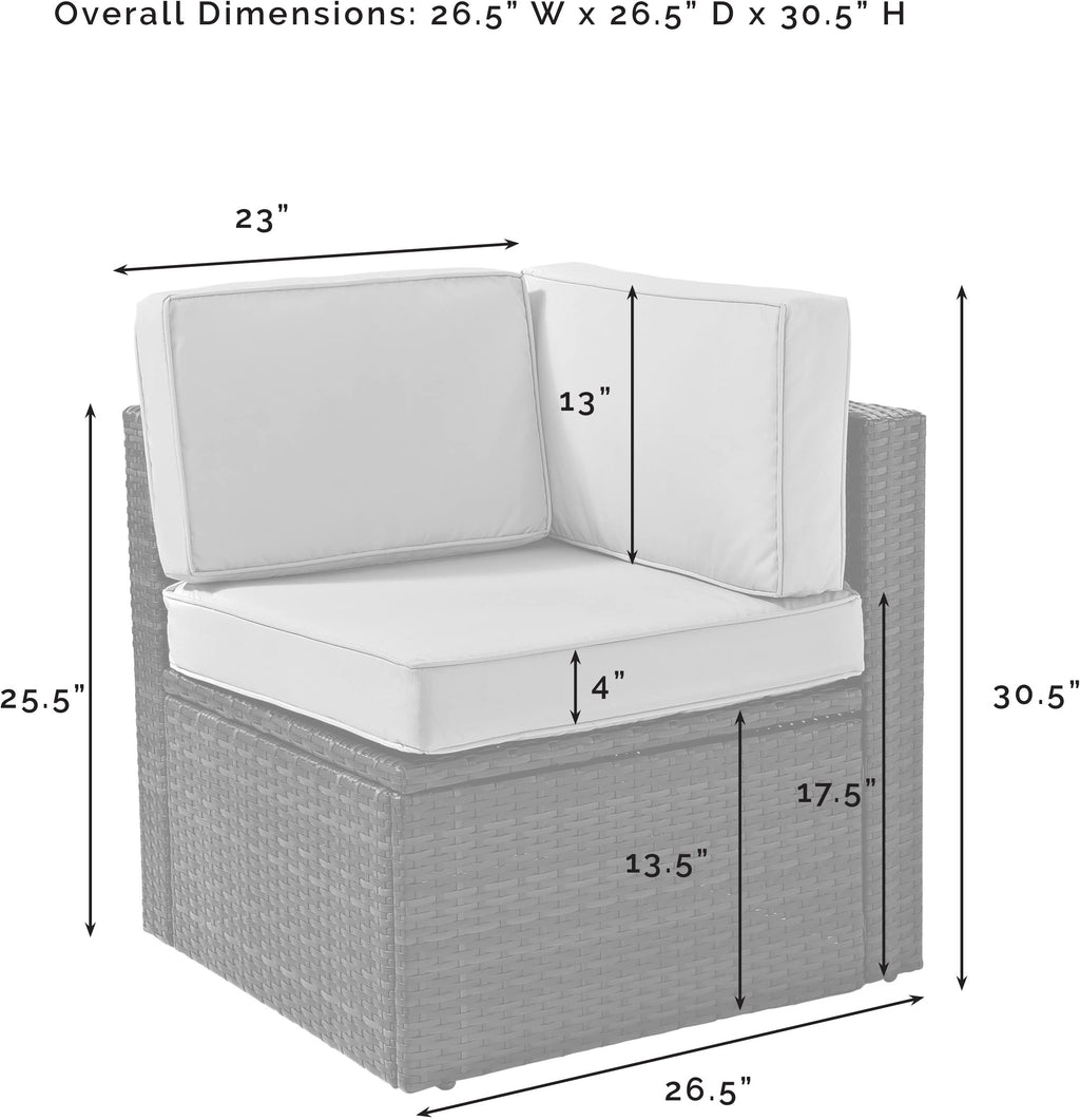 Crosley Furniture Palm Harbor Corner Outdoor Sectional Chair, Wicker Patio Chairs for Porch, Deck, Backyard, Brown with Gray Cushions