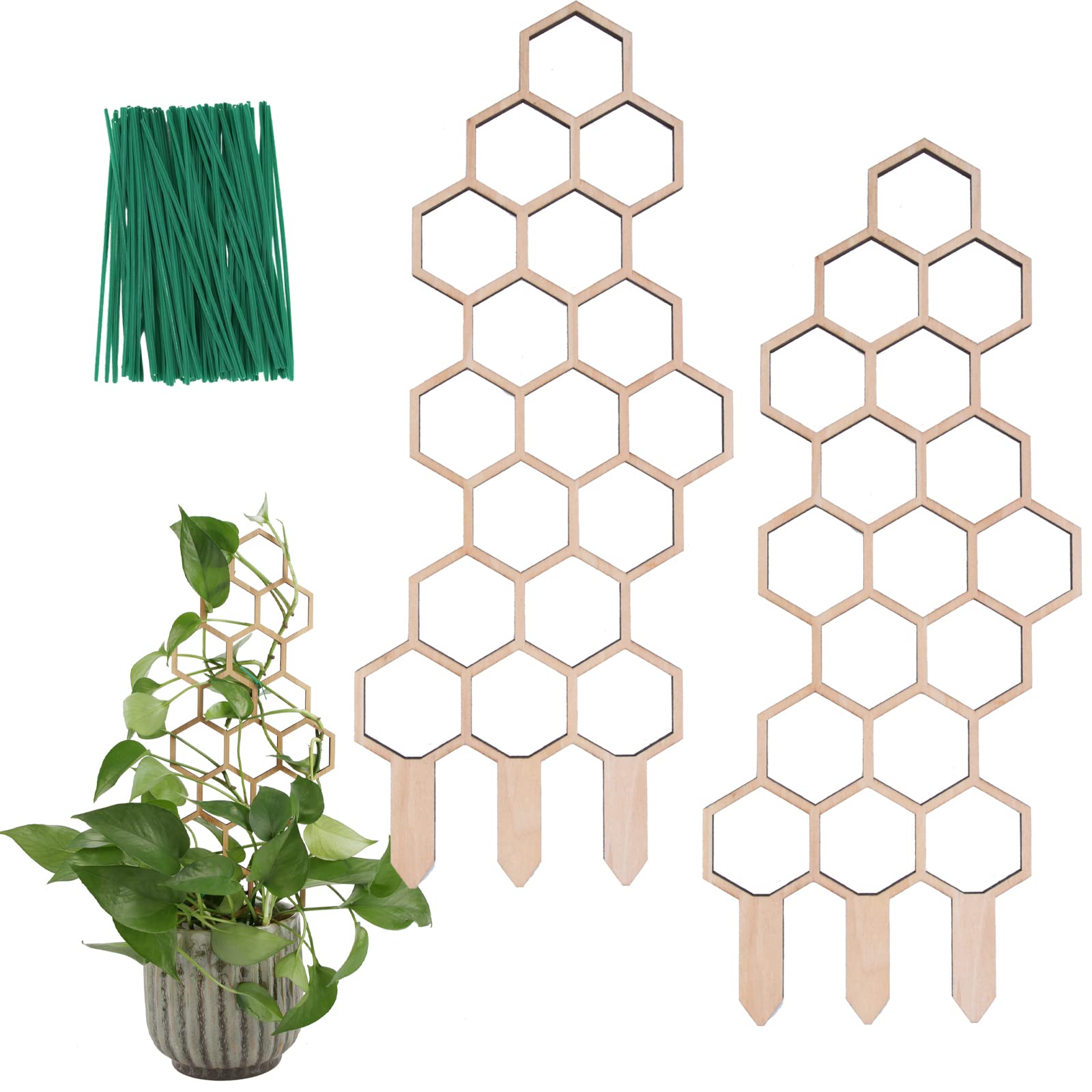 Wellsign Small Wooden Trellis For Potted Plants, 16 Inch Plant Trellis For Climbing Plants Indoor Pot With Moisture-Proof Layer,