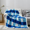 Pu Mei Sherpa Blanket Twin Plaid Thick Bed Blanket, 90   *80    Super Soft Flannel Fuzzy Fleece Reversible Velvet Plush Warm Bla