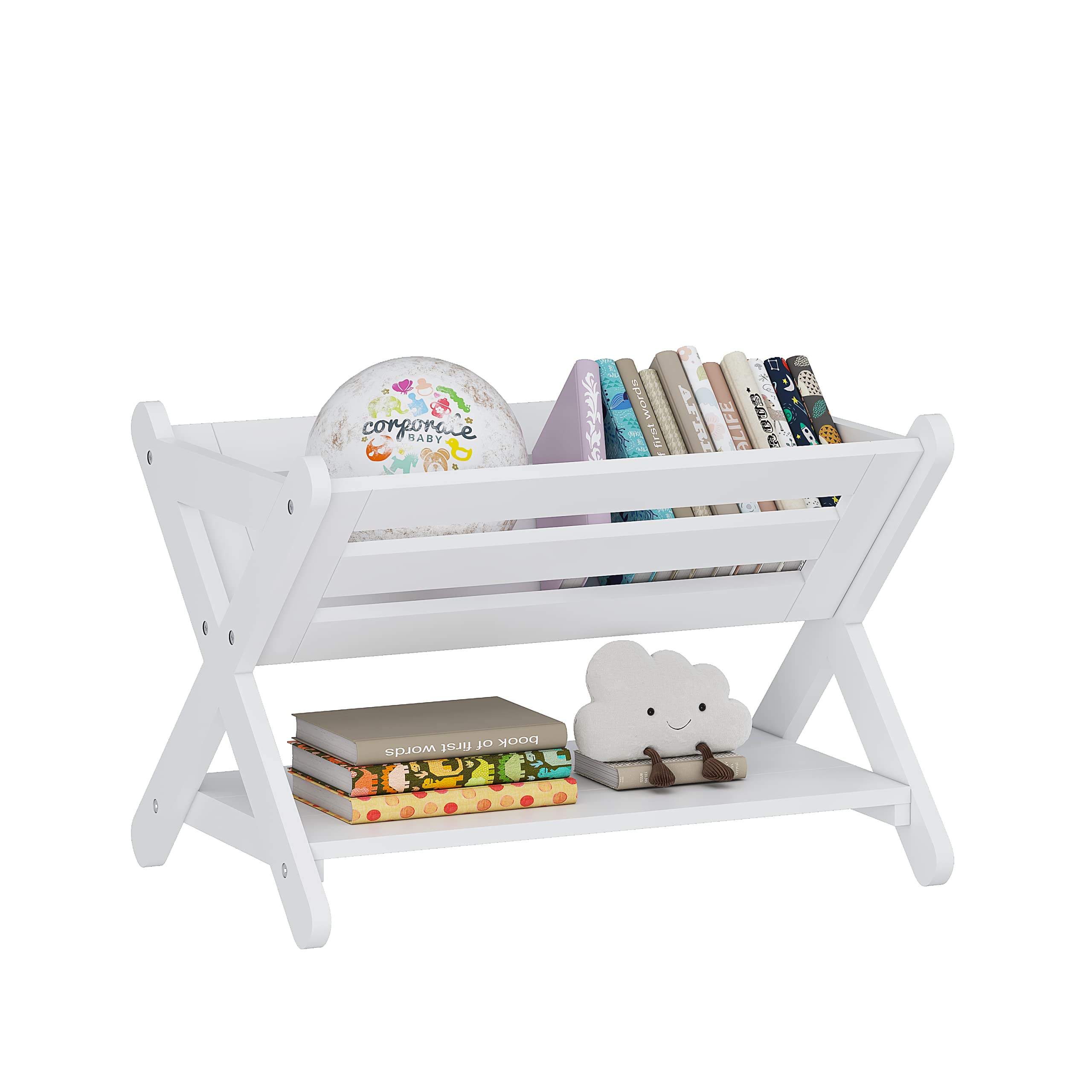 UTEX Kids Bookshelf Book Caddy Small Book Shelf Children Bookcase Storage, Kids Book Storage Organizer for Toddlers, Bedroom Nur