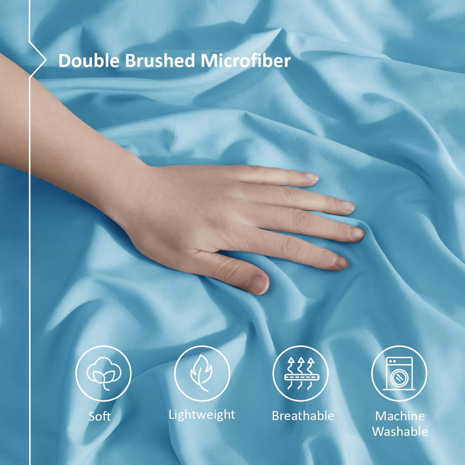 Nestl Bright Blue Duvet Cover Full Size - Soft Double Brushed Full Size Duvet Cover Set, 3 Piece, With Button Closure, 1 Duvet C