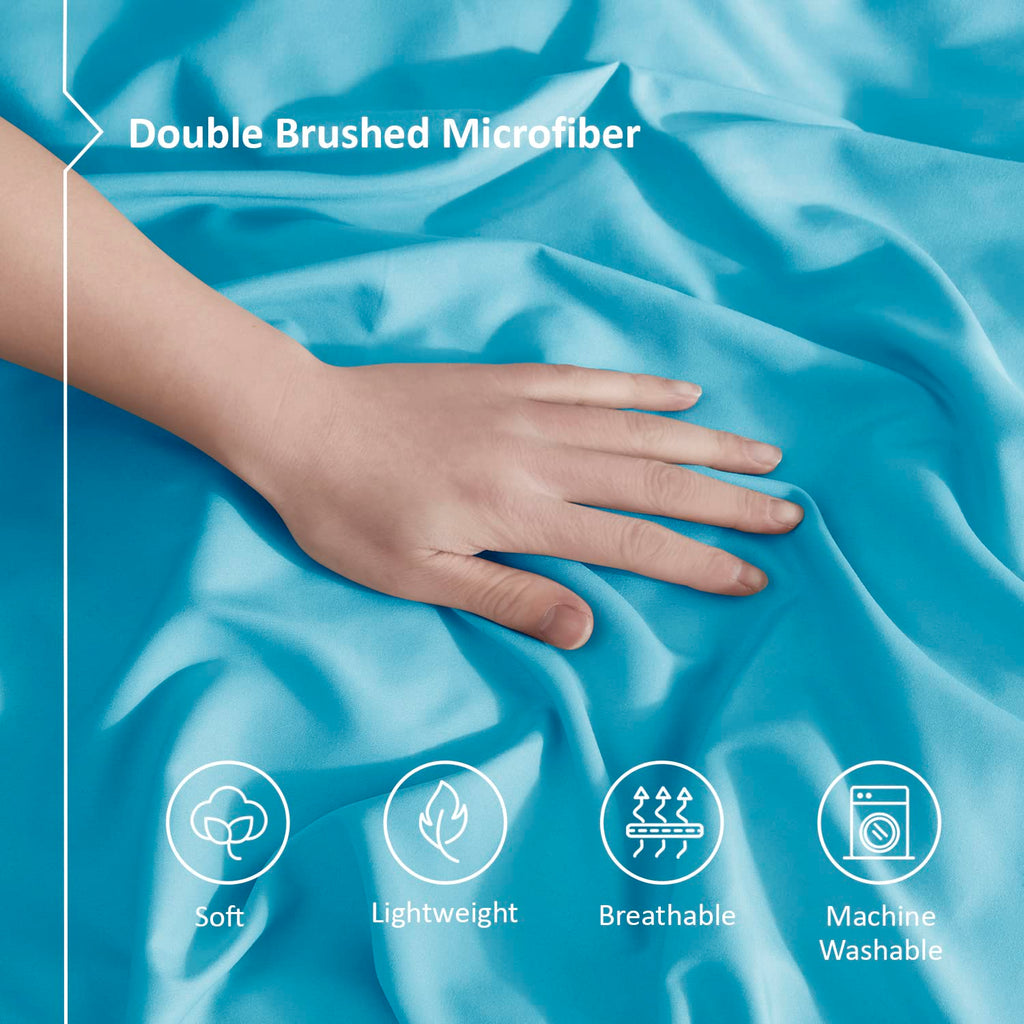 Nestl Bright Blue Duvet Cover Queen Size - Soft Double Brushed Queen Duvet Cover Set, 3 Piece, With Button Closure, 1 Duvet Cove
