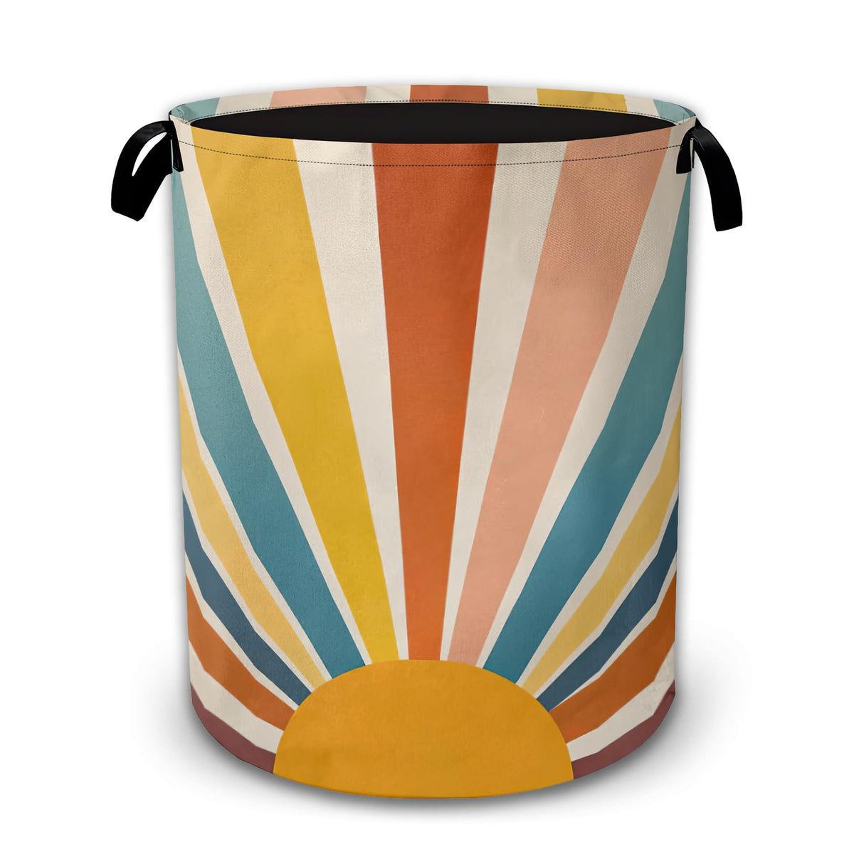 Collapsible Laundry Basket,Boho Waterproof Oxford Cloth Hamper with Handles,Sunrise Rainbow 16 x 20.8 Inch Portable Storage Orga