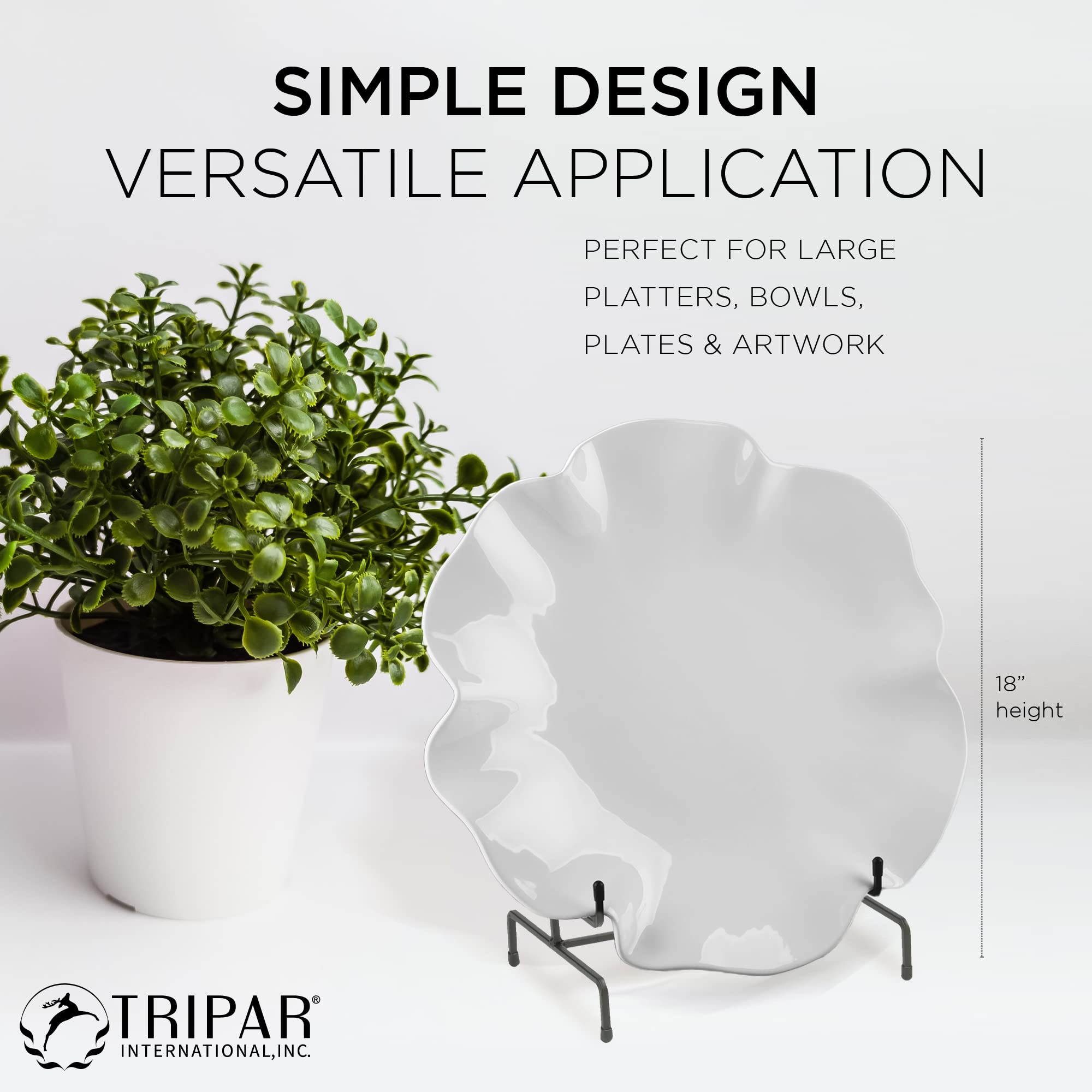 Tripar 11 Inch Black Metal Display Stand Easel For Bowl And Platters, Cookbooks, Pictures, Deep Dishes