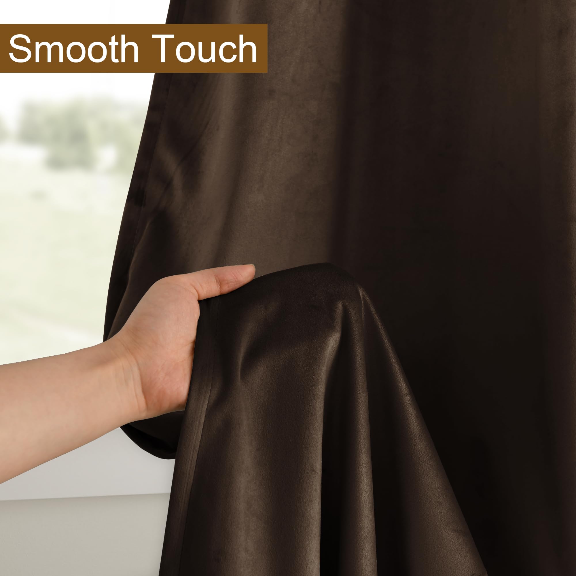 Dwcn Dark Brown Blackout Velvet Curtains - 84 Inches Long Refresh Bundleable Heavy Duty Thermal Insulated Grommet Window Panels