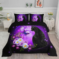 Black Cat Bedding Cartoon Cat Comforter Set Twin,Daisy Butterflies Printed Kids Bedding Set For Kids Boys Girls Adults Room Deco