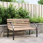 vidaXL Patio Bench - Classic 47.2-inch Wooden and Iron Outdoor Bench with Comfort Backrest and Armrests, Perfect for Garden and Patio