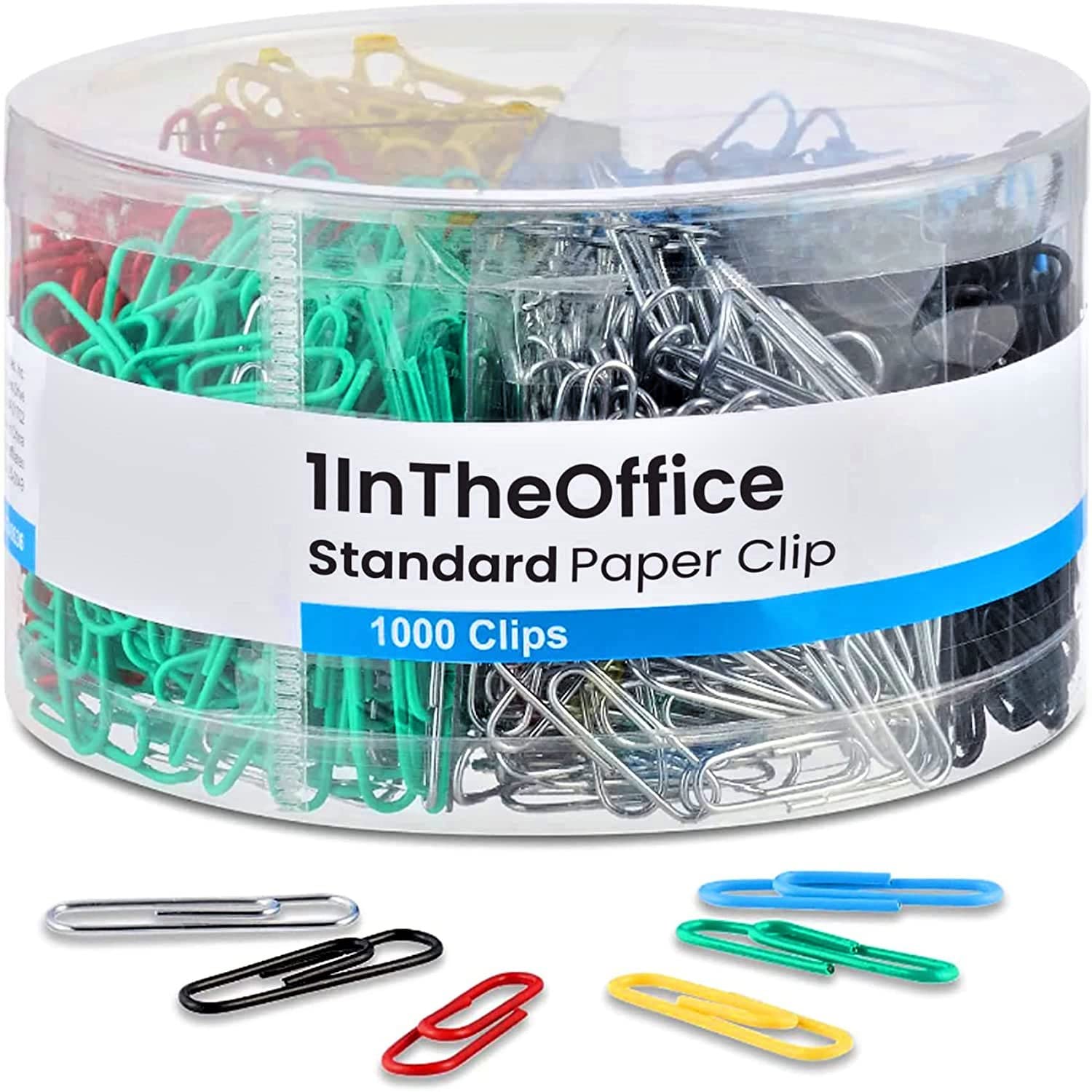 1Intheoffice Paper Clips Medium Size, Paper Clips No.1, Standard Paper Clips, Assorted Color, 1000 Pack