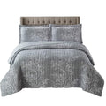 Royal Tradition Odette-Grey Reversible Coverlets, Twin Over-Sized 2Pc Quilt Set (68-Inch Wide X 90-Inch Long) Lightweight Bedspr
