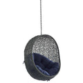 Modway Hide Wicker Rattan Sunbrella® Fabric Outdoor Patio Swing Chair With Hanging Steel Chain In Gray Navy