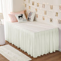 Rimela Ivory Bed Skirt Twin 32 Inch Drop Silky Luxurious Fabric, Wrinkle And Fade Resistant With Adjustable Elastic Belt Easy To