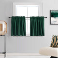 Donren Christmas Hunter Green Curtain Tiers For Small Window - Mini Dark Green Blackout Curtains For Bedroom With Rod Pocket (52
