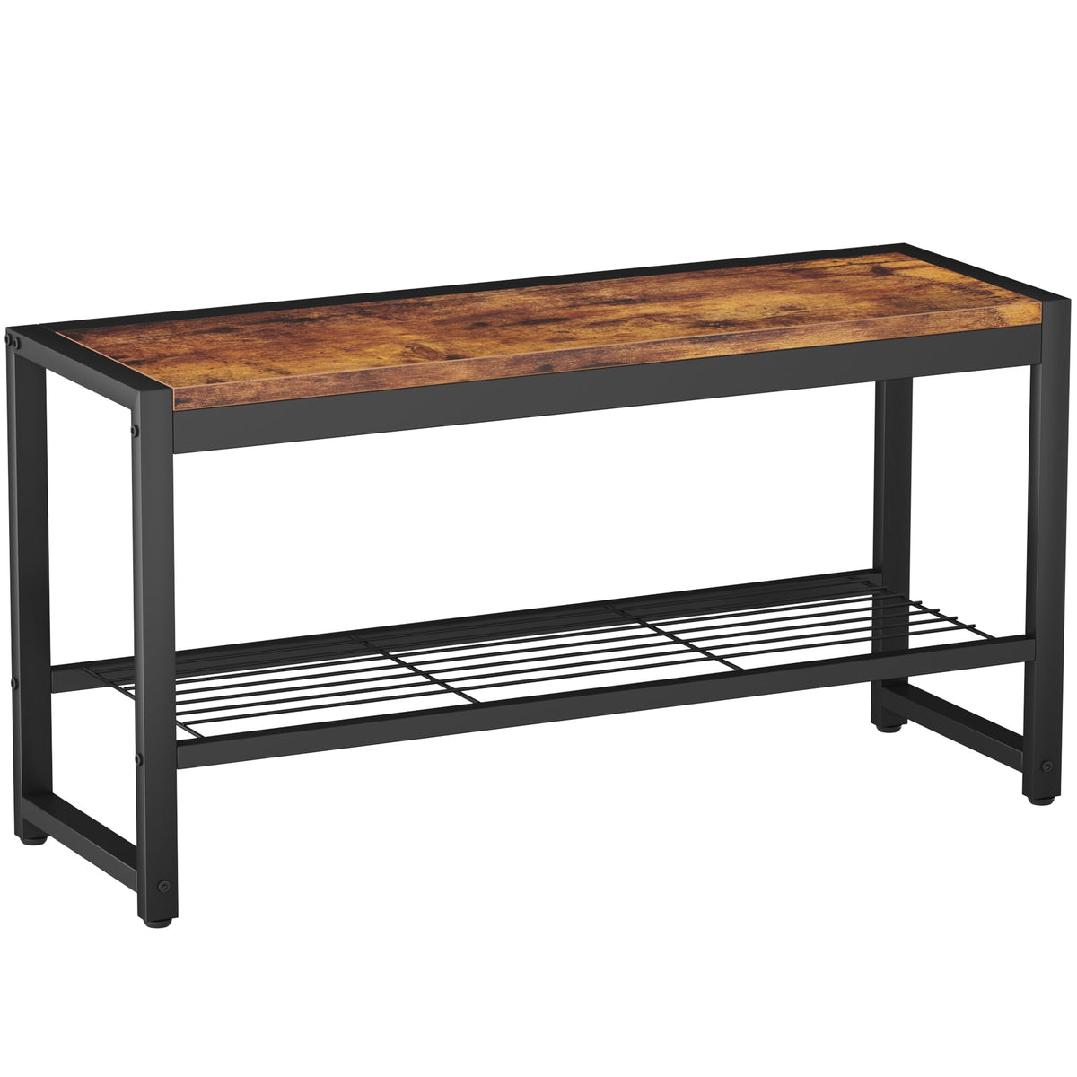 HOMEFORT Shoe Bench, Modern Industrial Shoe Storage Bench, Entryway Bench with Mesh Shelf and Sturdy Metal Frame, Metal Shoe Rac