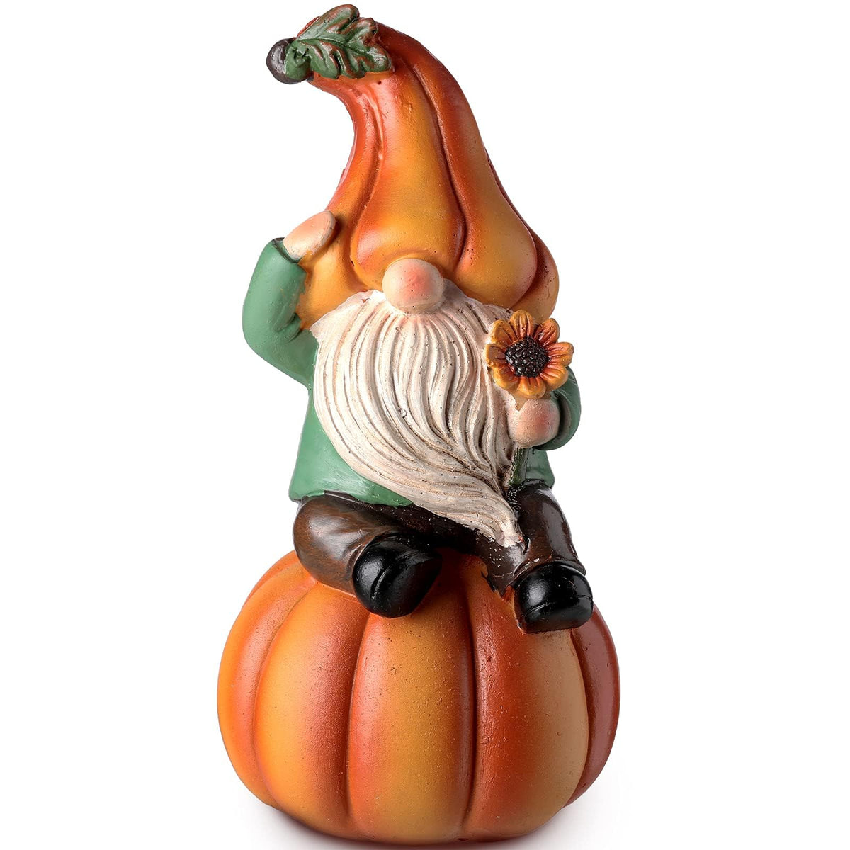 Jetec Fall Gnome Statue Fall Pumpkin Gnome Decoration White Beard Figurine Autumn Resin Dwarf Elf Statue For Porch Garden Outdoo