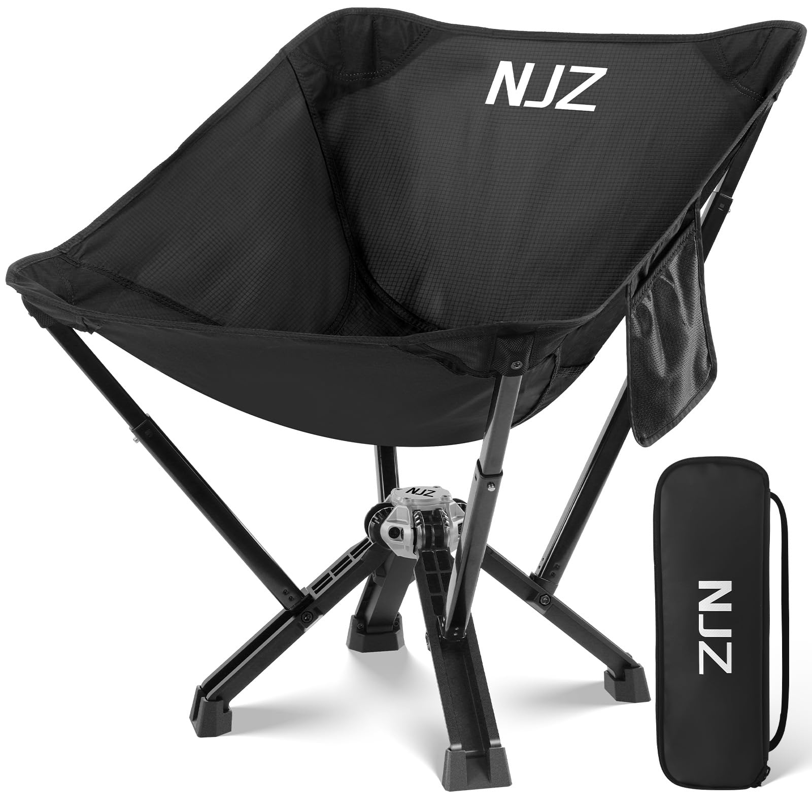 NJZ Compact Camping Chair, Portable Comfortable Camping Chair for Adults - 600 LBS Capacity Sturdy Camping Folding Chair with Qu