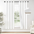 Chrisdowa White Linen Textured 100% Blackout Curtains 72 Inches Length, 2 Panels Set Thermal Insulated Linen Curtains For Living