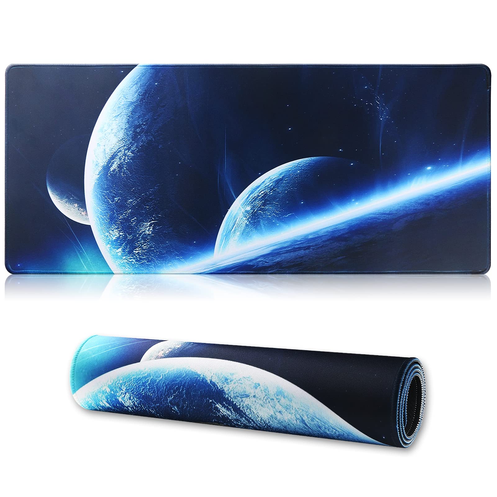Jahosin Large Gaming Mouse Pad With Stitched Edges,[27.5X11.8In] Extended Mouse Pad With Non-Slip Natural Rubber Base For Gamer/
